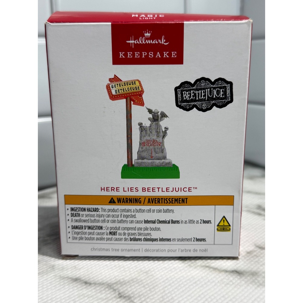 Hallmark Keepsake Beetlejuice Here Lies Beetlejuice Magic Light Ornament QXI8432